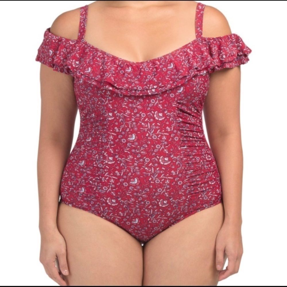 PROFILE by Gottex Floral Flutter Sleeve Swimsuit - Picture 1 of 5